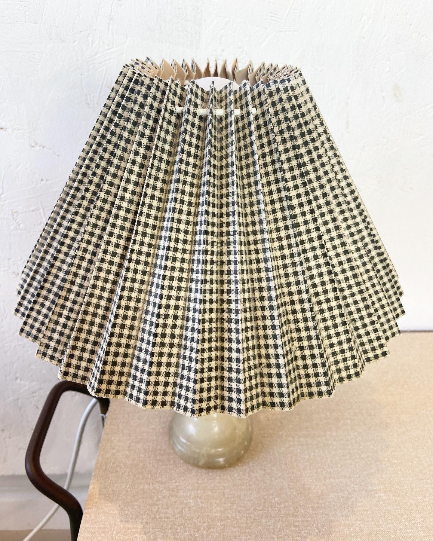 Onyx Table Lamp with Green Gingham Shade