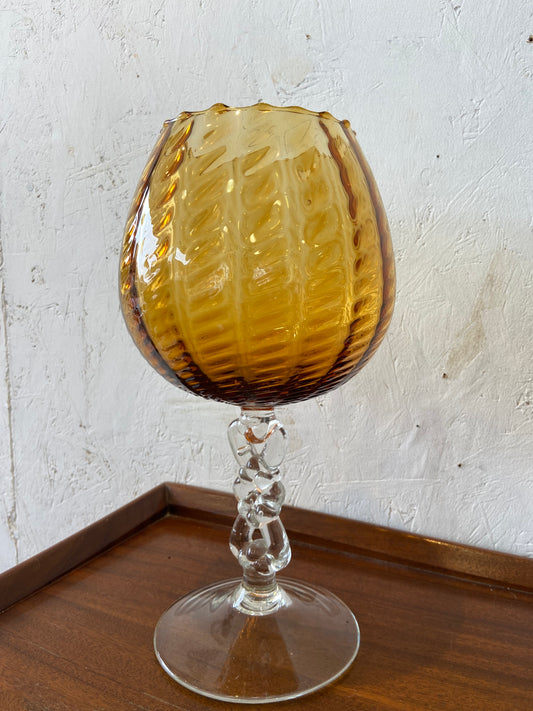 1960's Empoli Large Amber Glass Vase