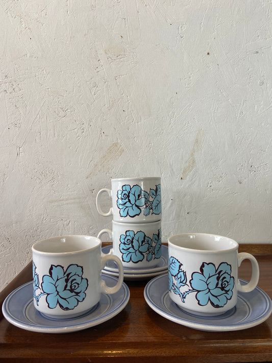 Kiln Craft Blue Cups and Saucers Set