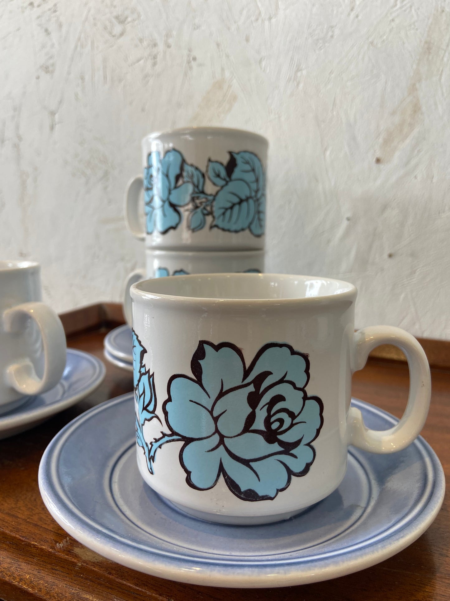 Kiln Craft Blue Cups and Saucers Set