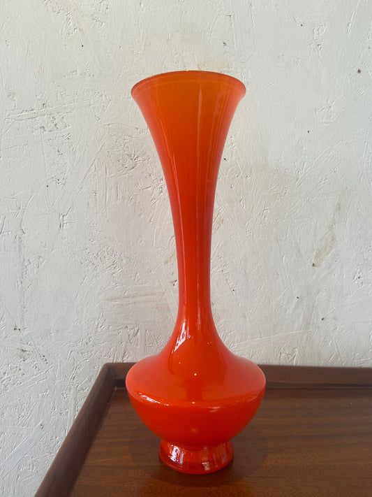 Mid-Century Scandinavian Art Glass Orange Vase