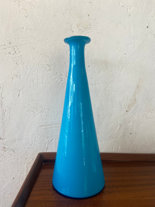 Mid-Century Scandinavian Art Glass Blue Vase