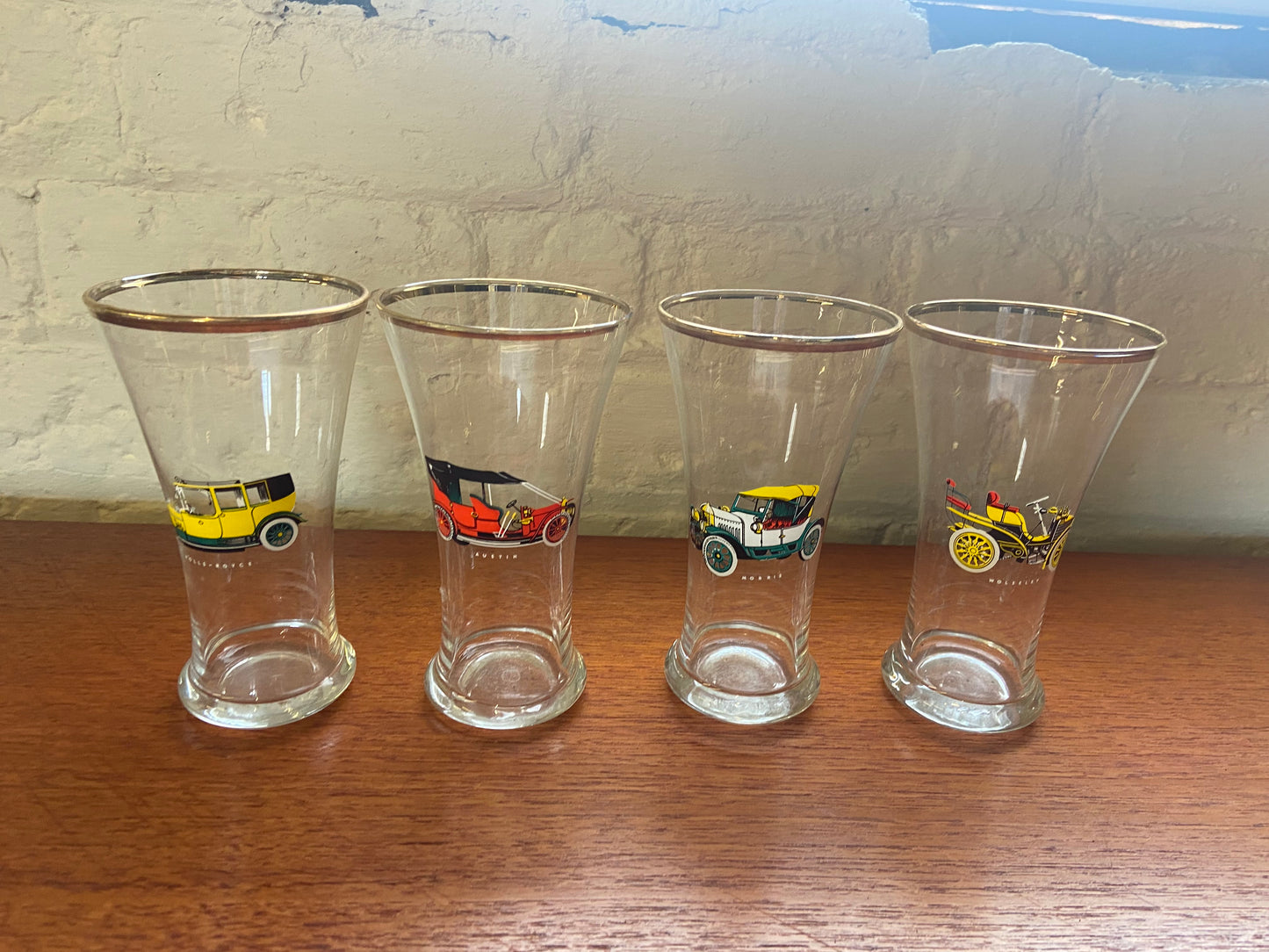 Set of Four Vintage Car Glasses