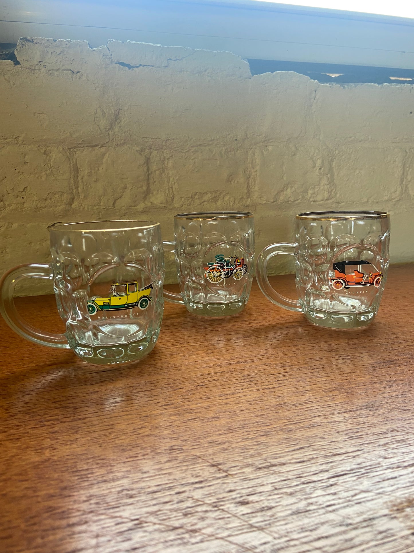 Set of Three Vintage Half Pint Tankard Glasses