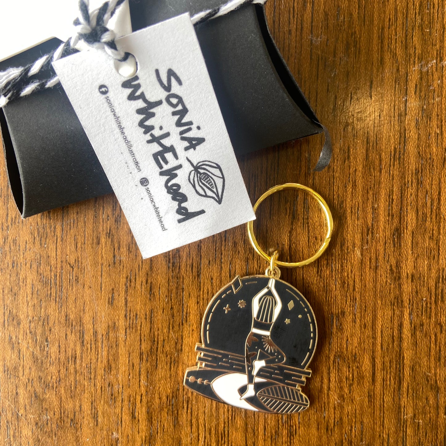 Sonia Whitehead Moonlight SUP Yoga Enamel Keyring