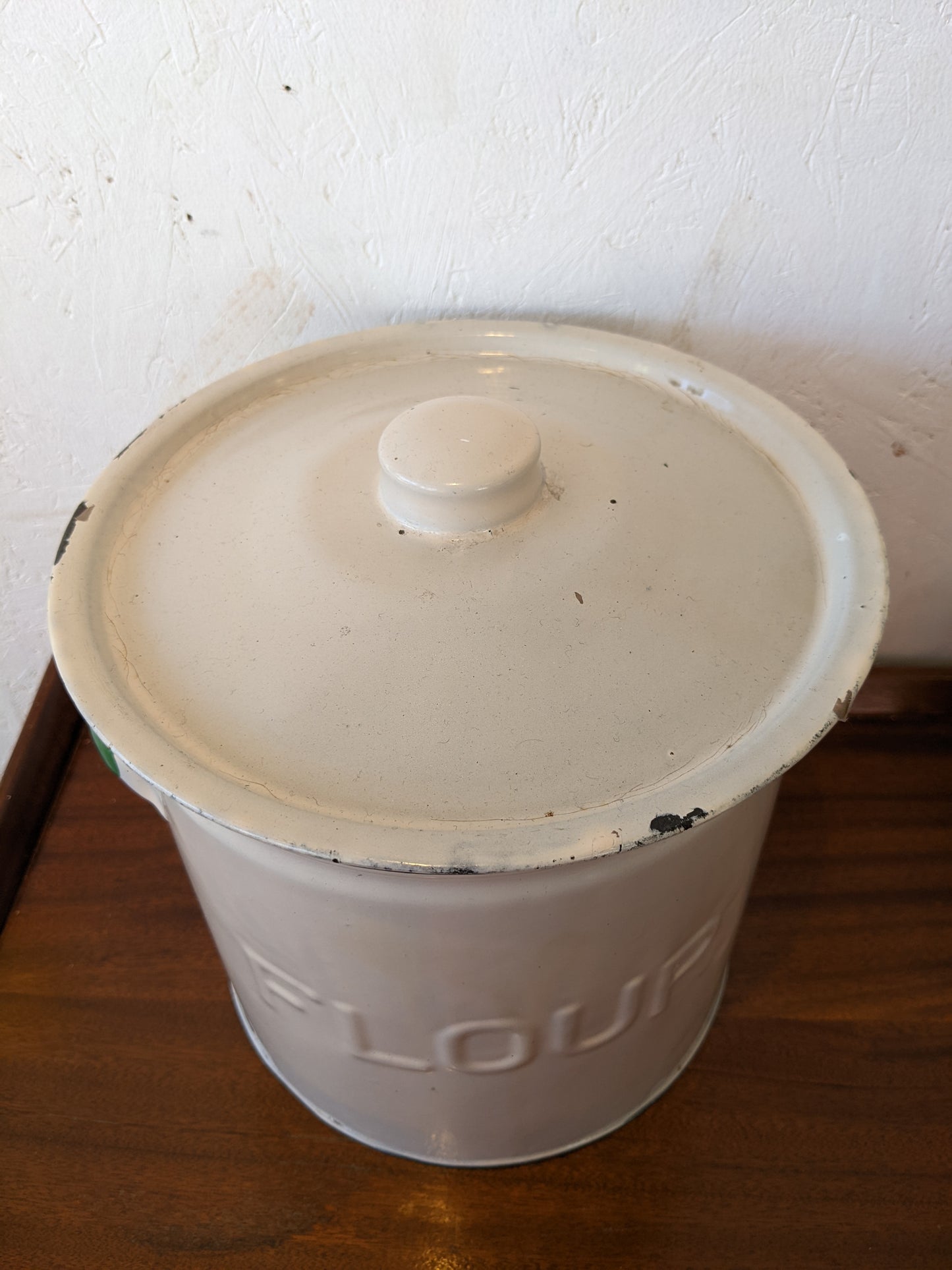 Vintage Enamel Flour Tin