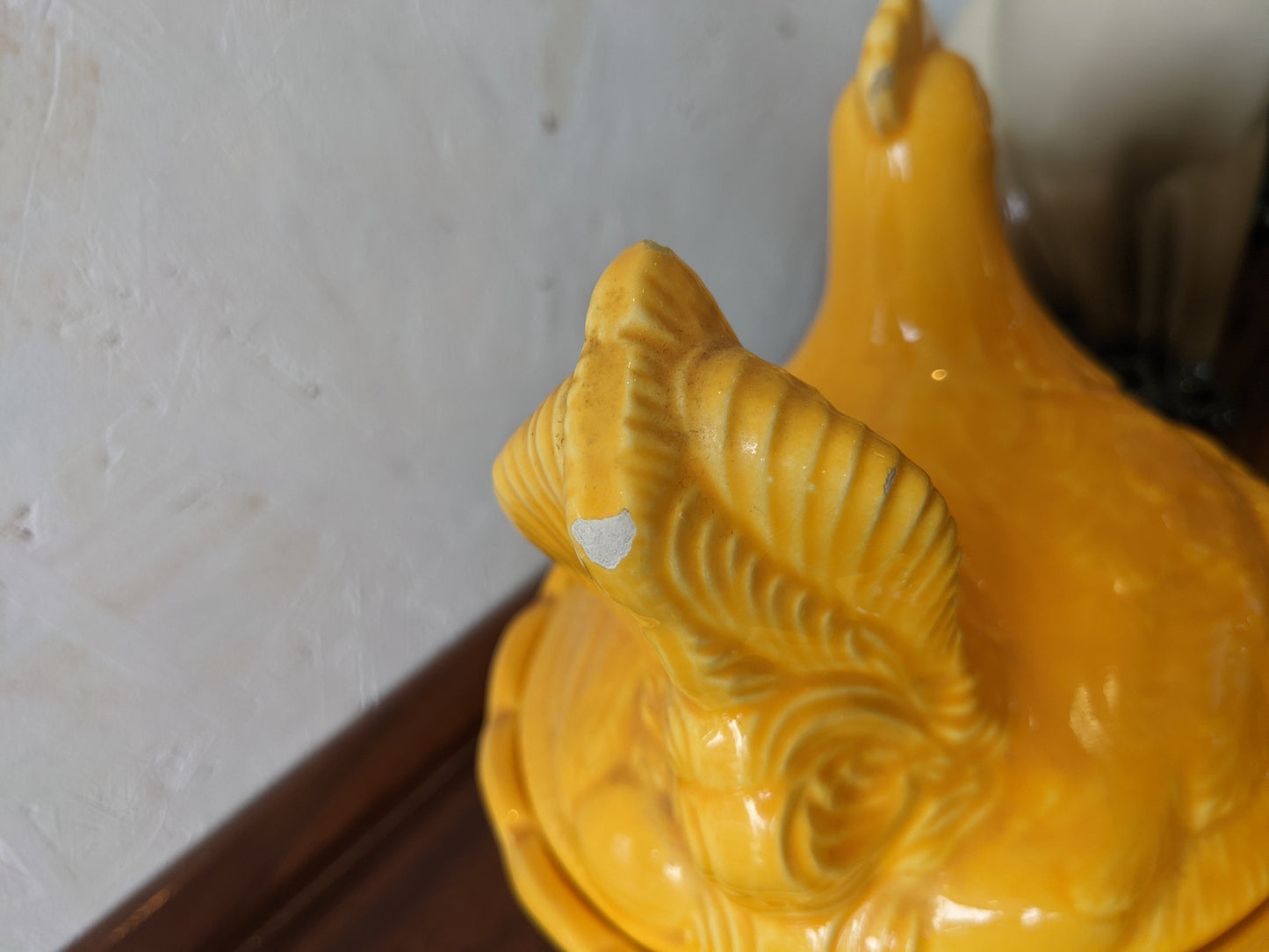Retro Yellow Ceramic Chicken Storage Pot
