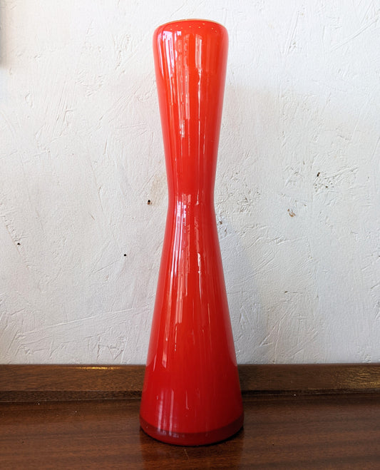 Mid Century Orange Cased Glass Vase