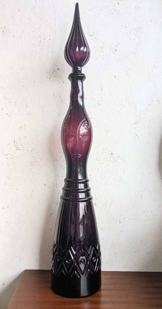 Mid Century Purple Glass Genie Bottle
