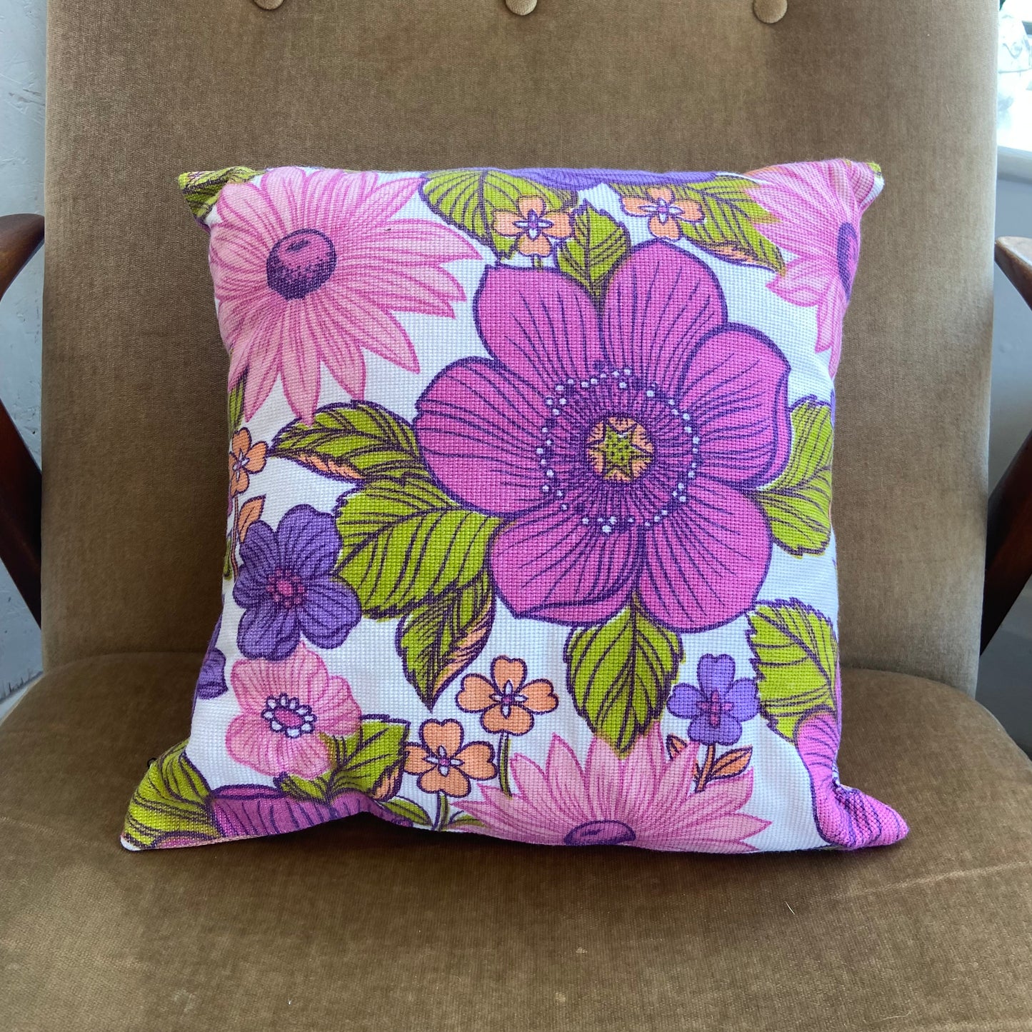 Vintage Purple Floral Fabric Cushion