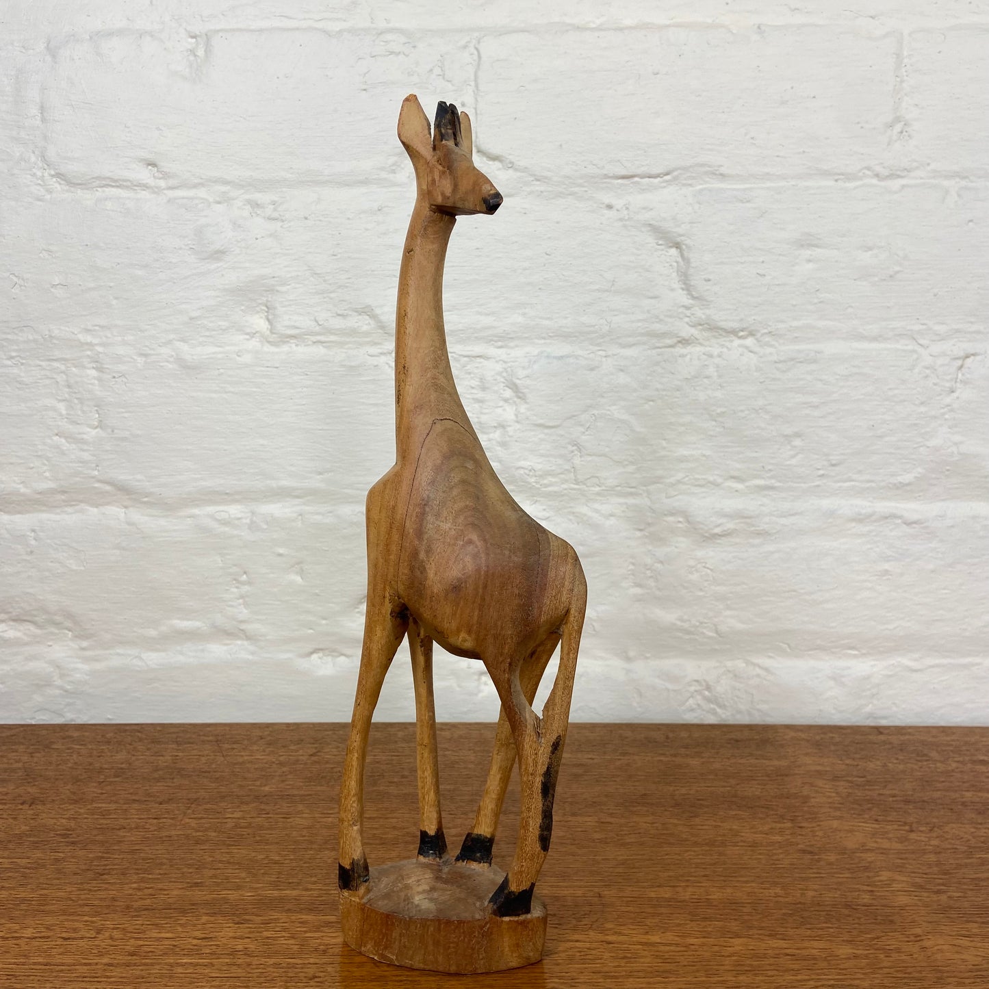 Vintage Hand Carved Wooden Giraffe