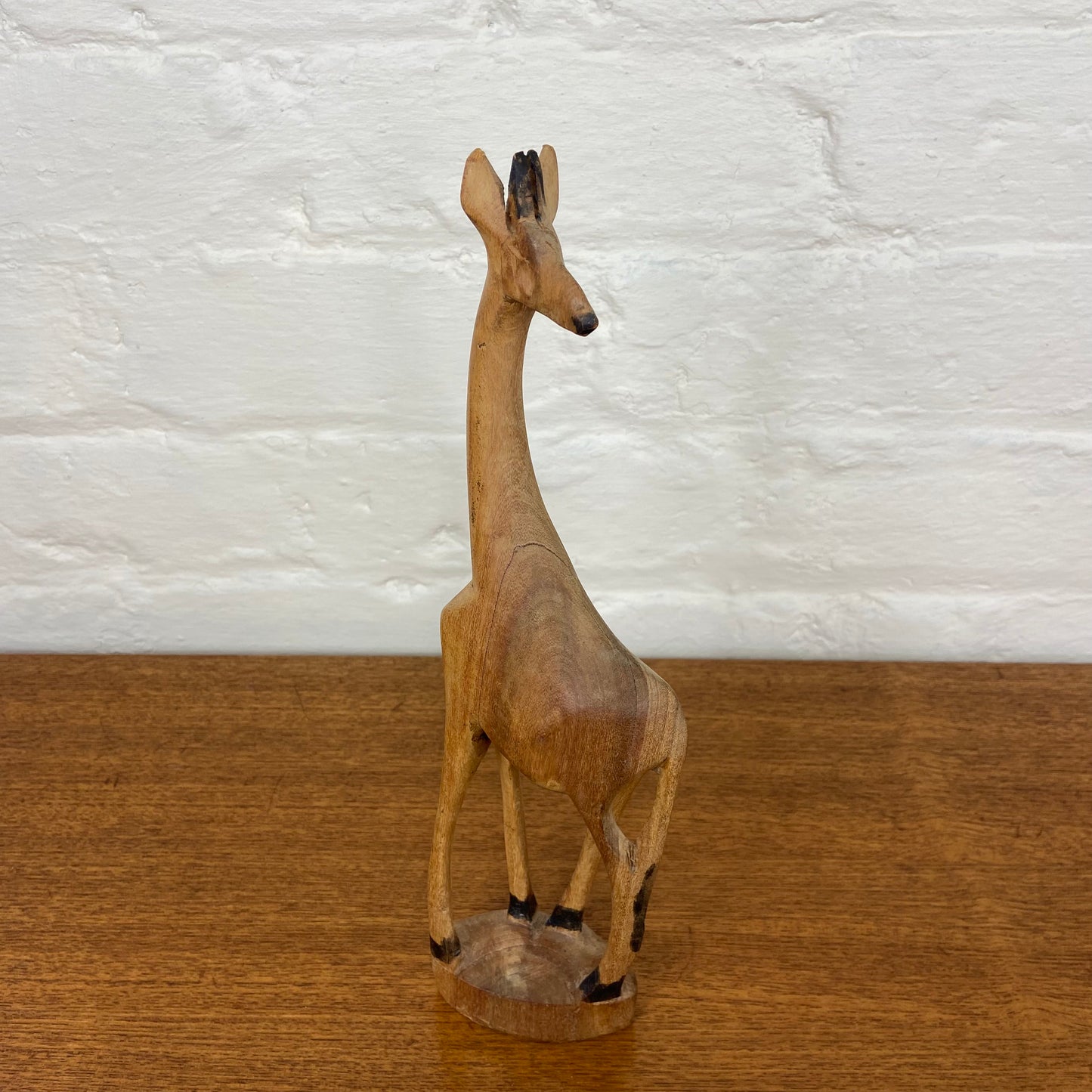 Vintage Hand Carved Wooden Giraffe