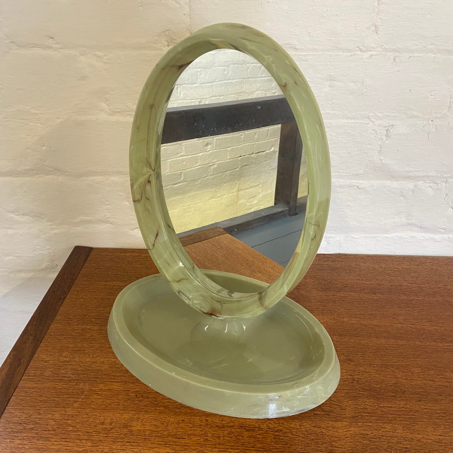 Vintage Folding Jade Effect Mirror