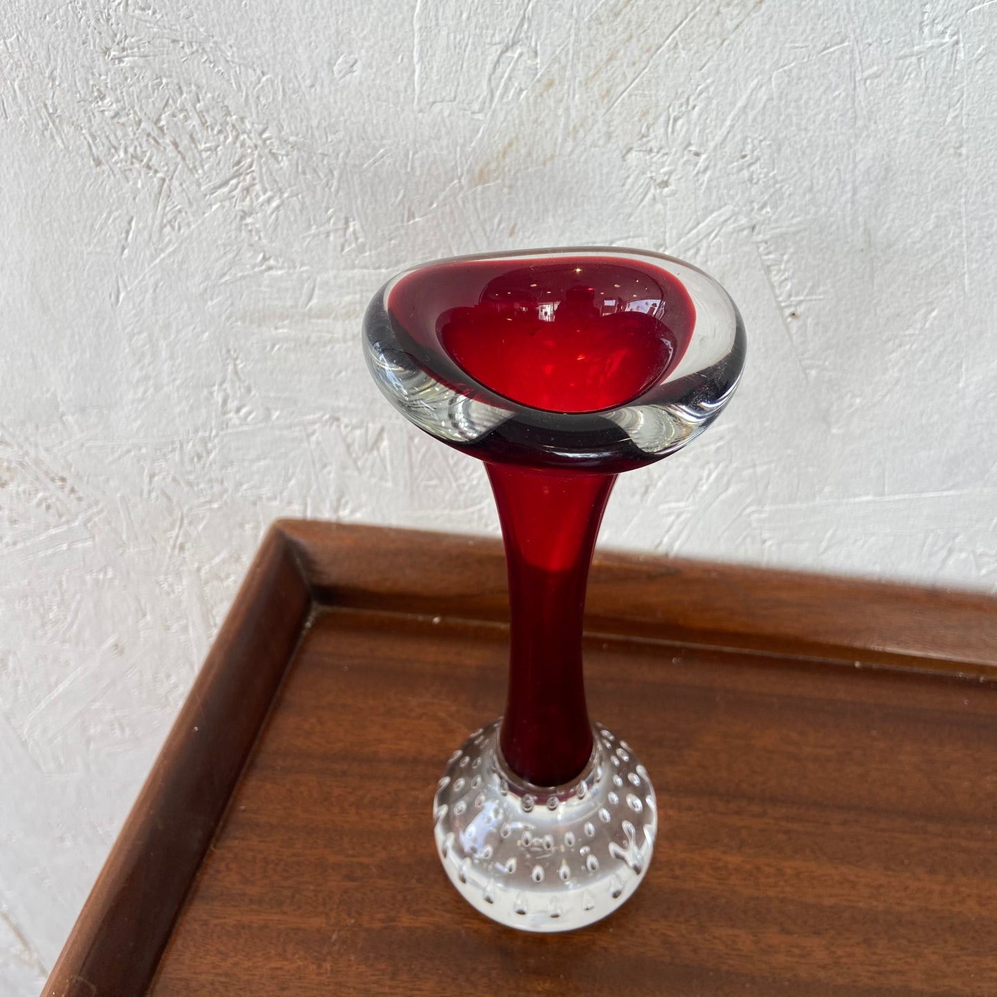 Mid Century Red Controlled Bubble Bud Vase