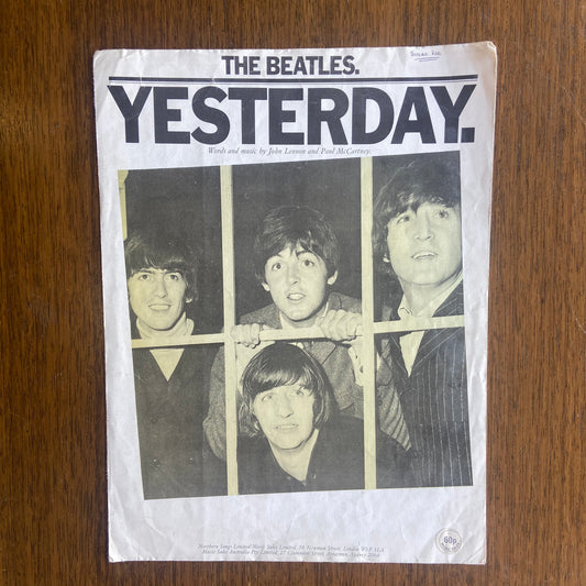 The Beatles 'Yesterday' Sheet Music Poster
