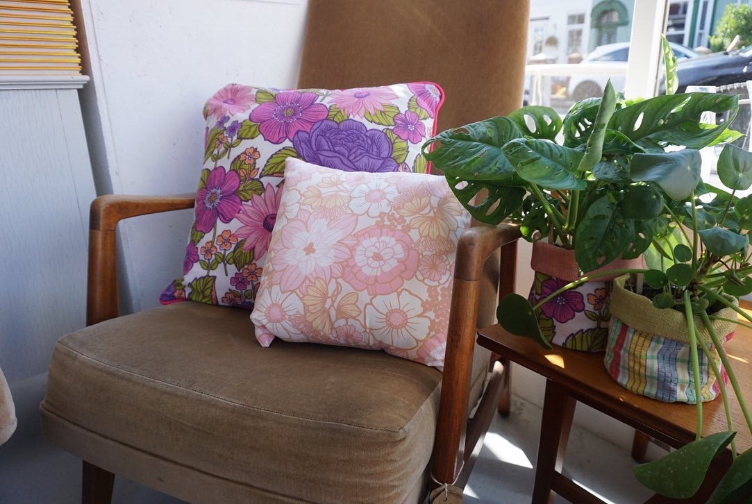 Vintage Pink Floral Fabric Cushion