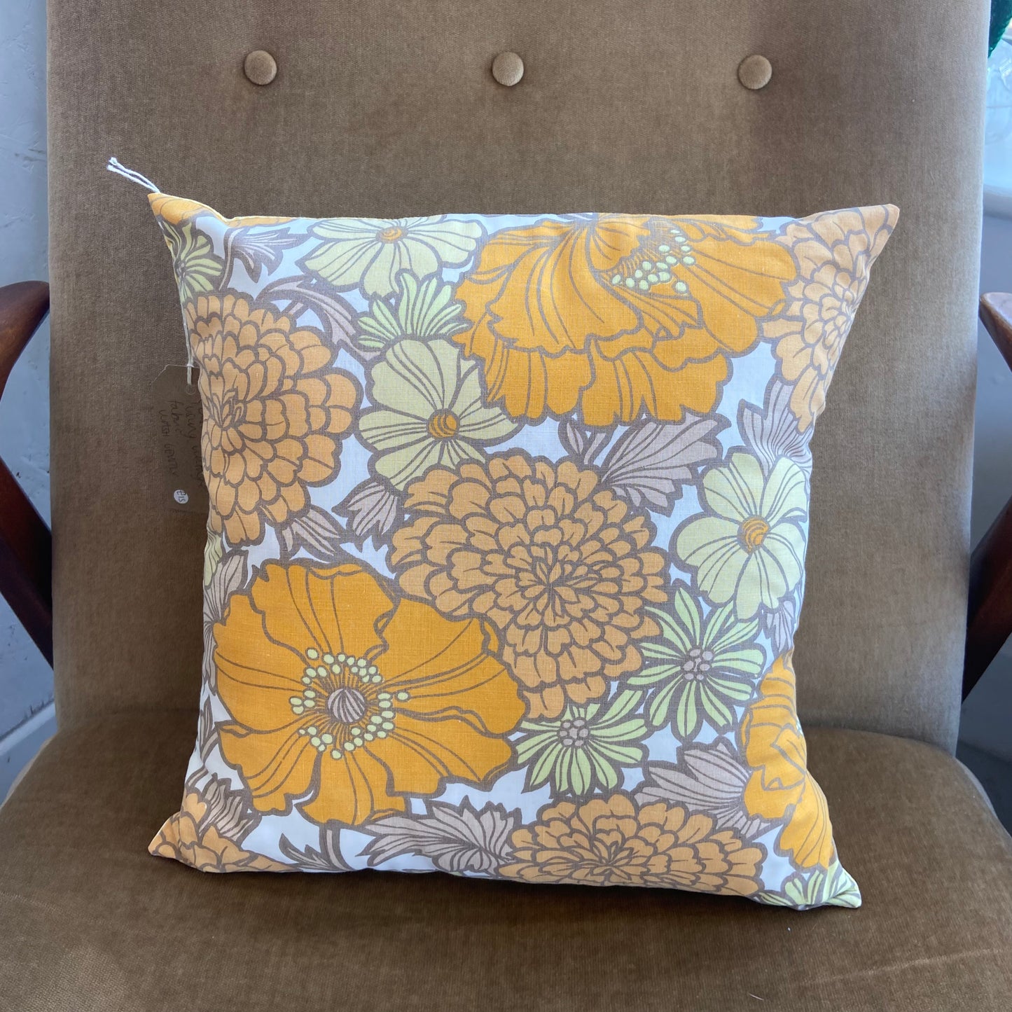 Vintage Orange Floral Fabric Cushion