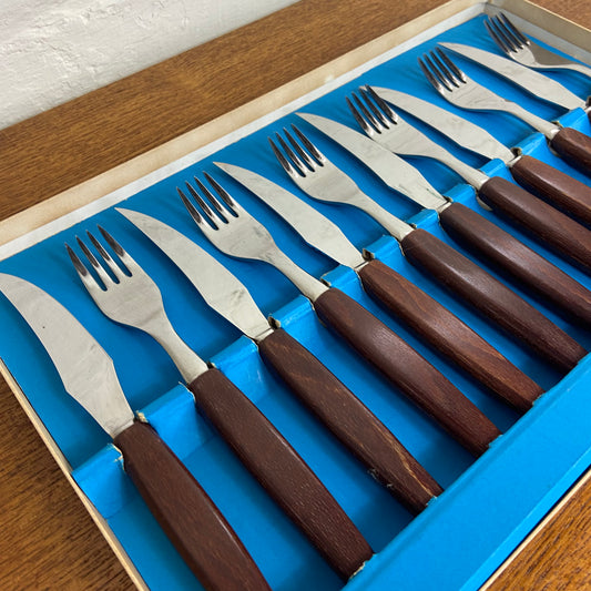 1960s Glosswood Teak Cutlery Set