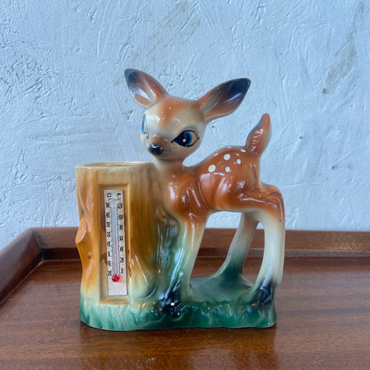 Vintage Deer Thermometer Bud Vase