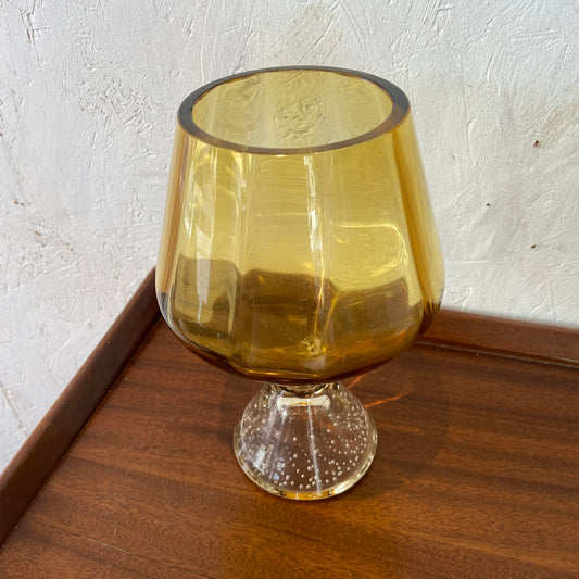 Mid-Century Amber Art Glass Vase