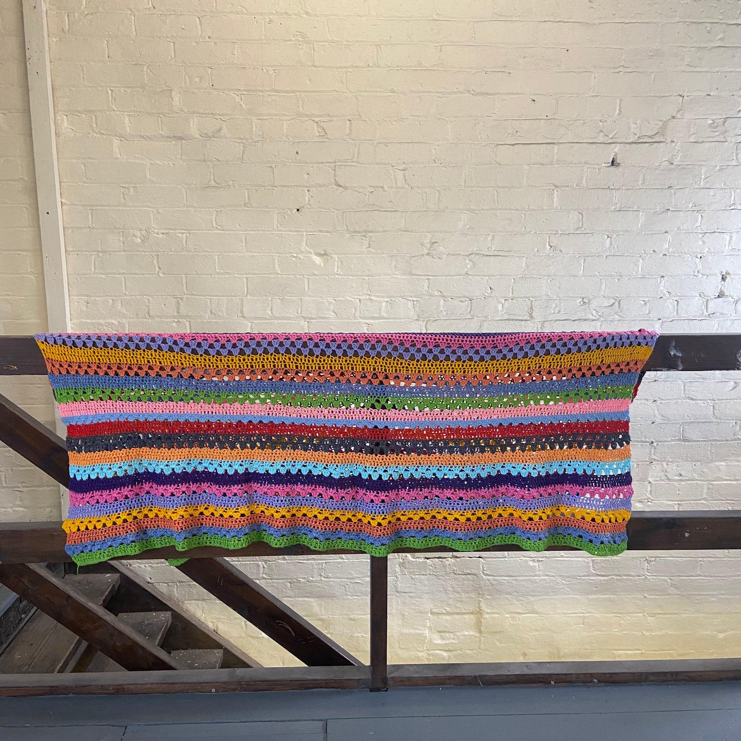 Vintage Rainbow Crochet Blanket
