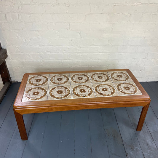 1970s G Plan Teak Ceramic Tile Rectangle Coffee Table