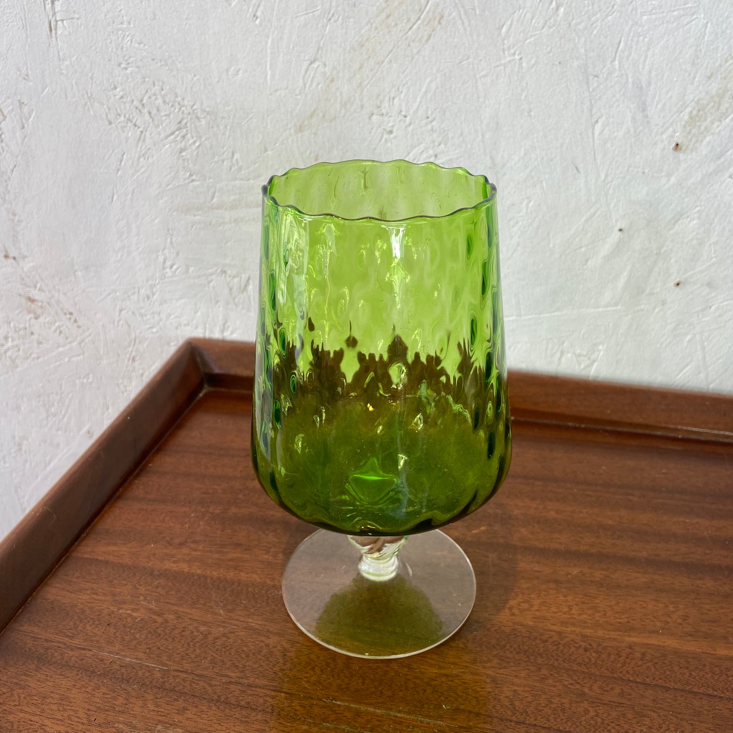 Vintage Green Glass Empoli Brandy Snifter Vase