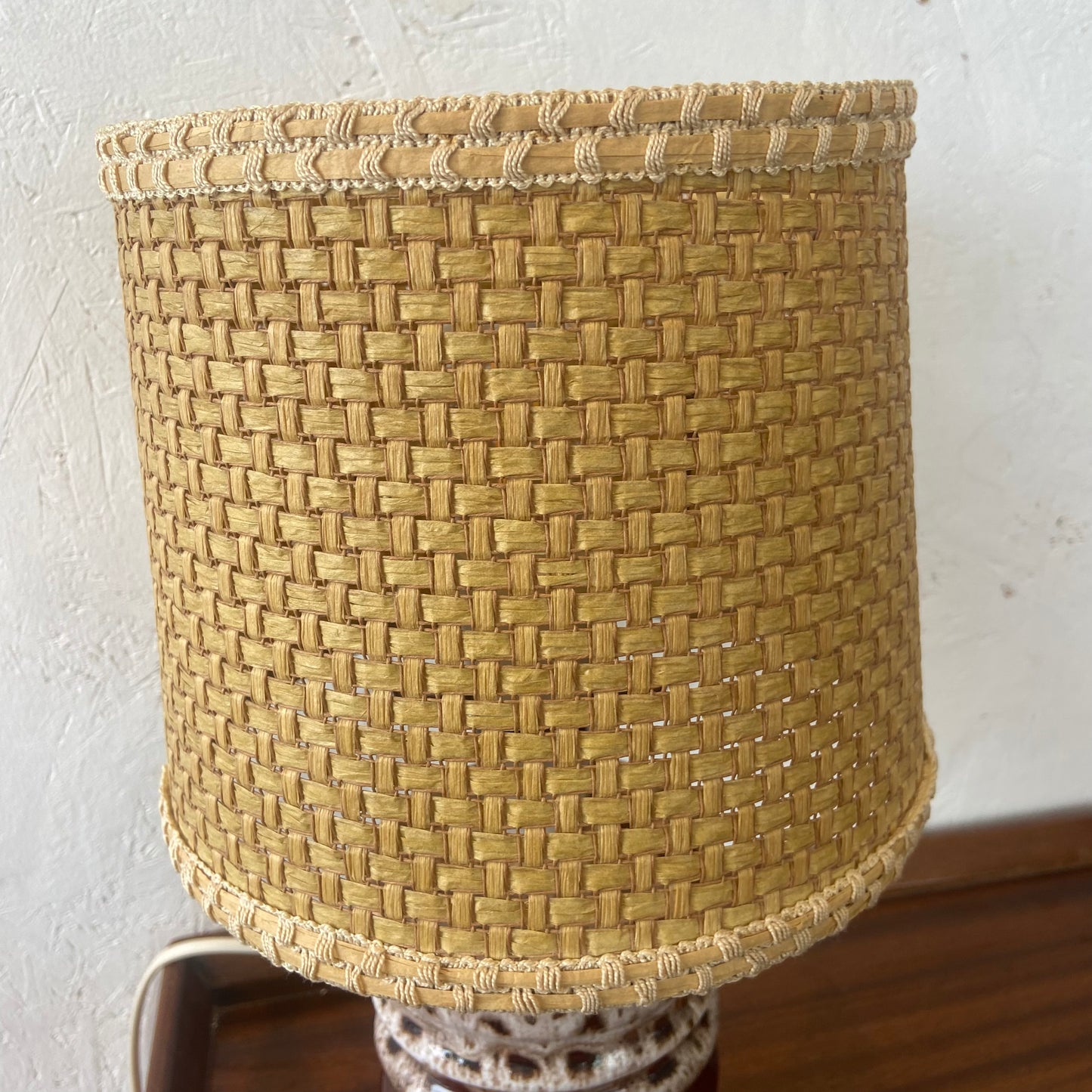 Vintage Fat Lava Style Table Lamp with Rattan Shade