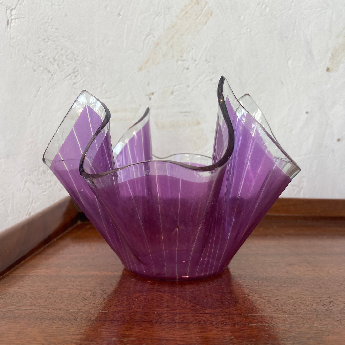 Chance Glass 1960s Purple Cordon Handkerchief Vase