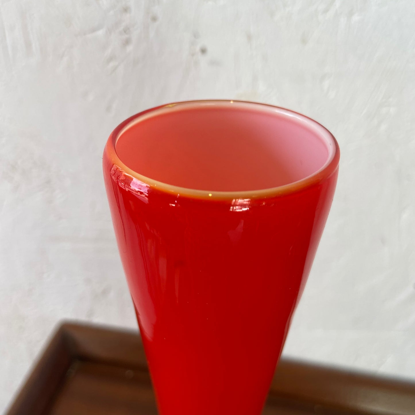 Mid-Century Red Cased Glass Vase