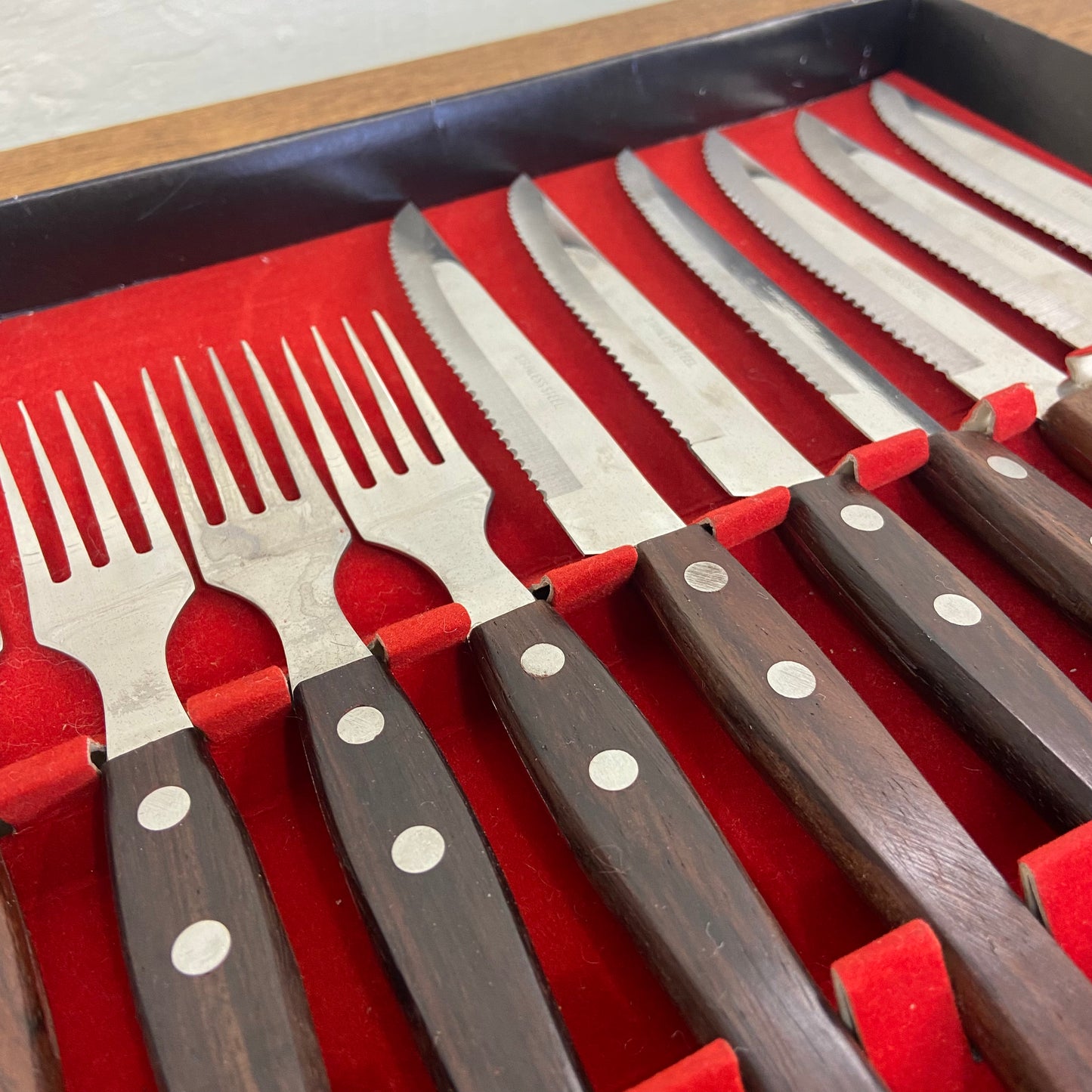 Vintage Wooden Handled Cutlery Set