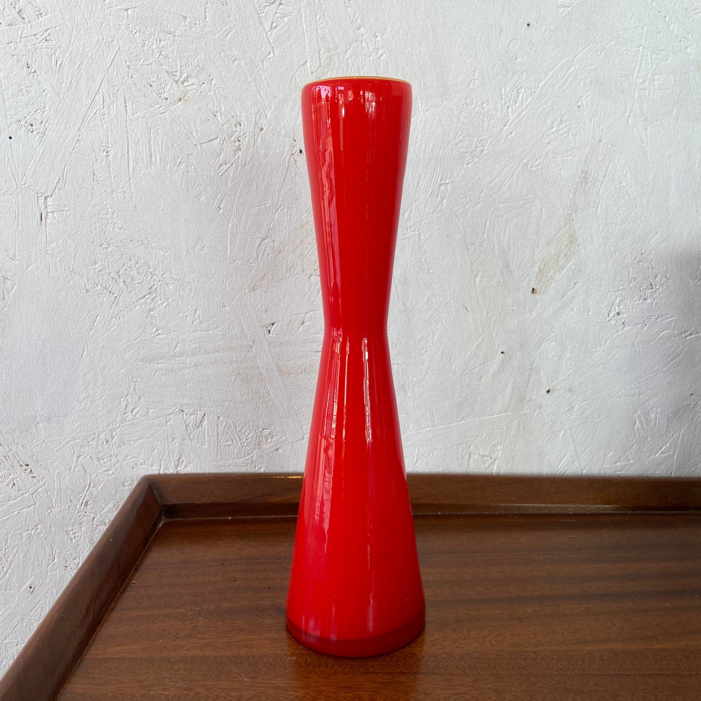 Mid-Century Red Cased Glass Vase
