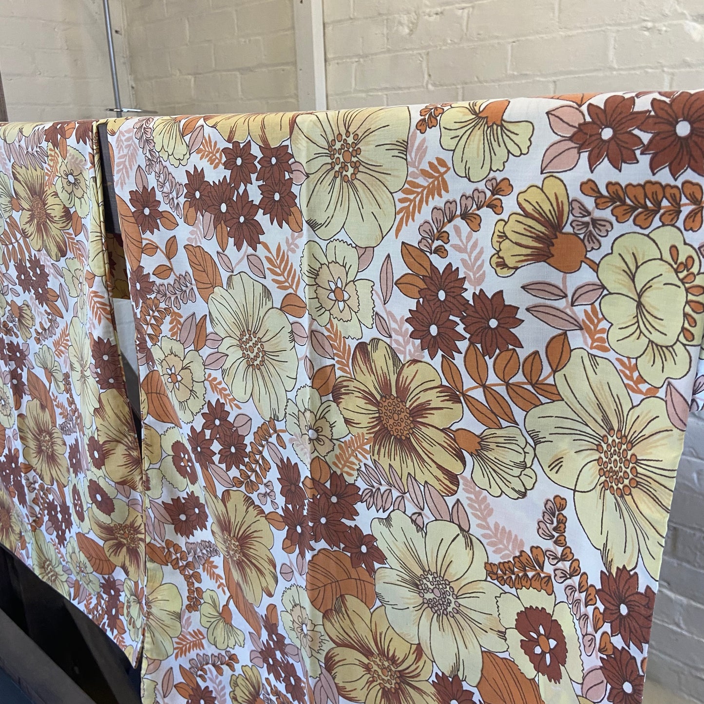 Pair of 1960s Brown Floral Pillowcases