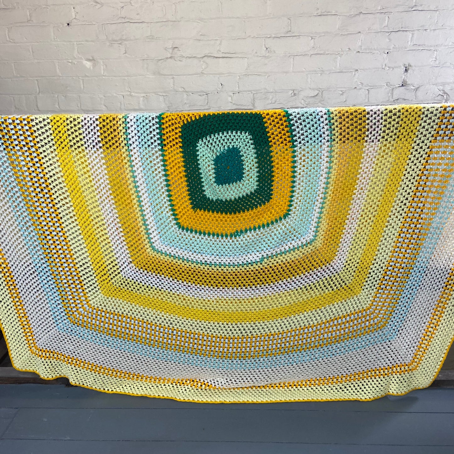 Vintage Yellow Pastel Crochet Blanket