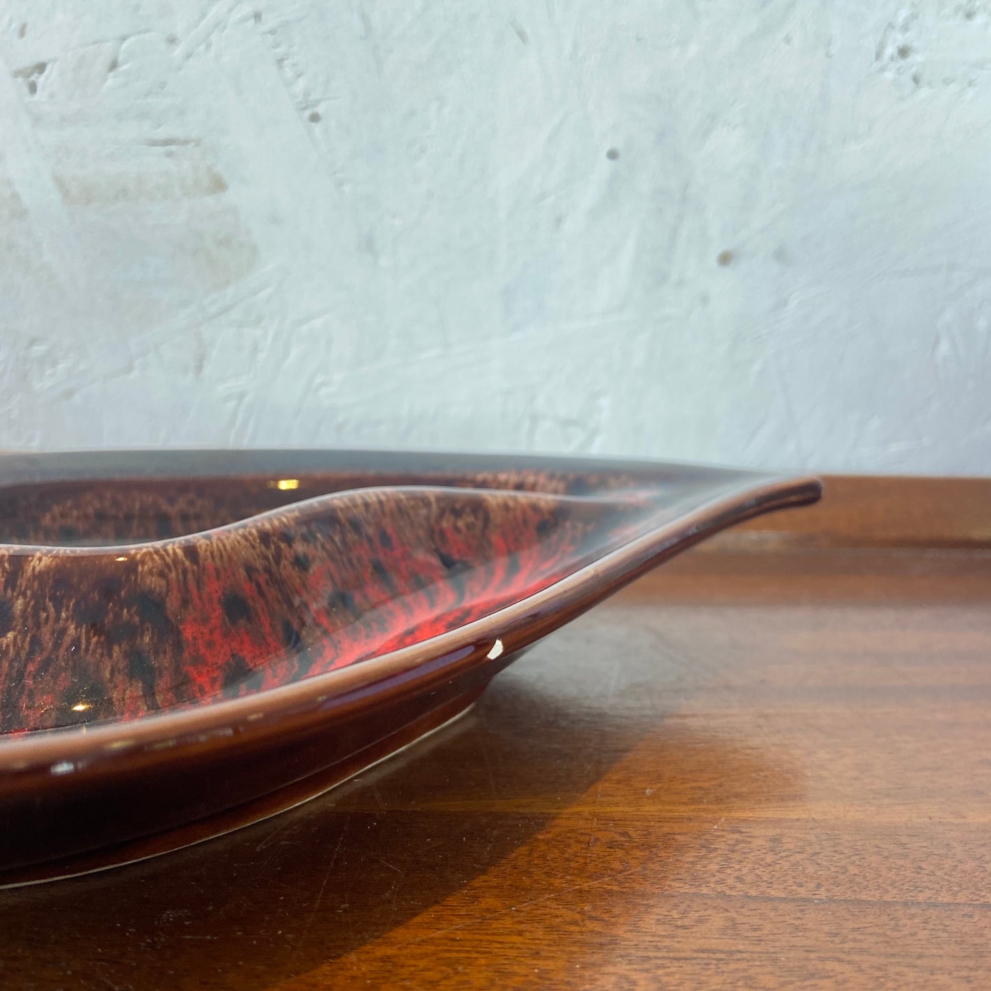 1970s West German Style Ceramic Leaf Dish