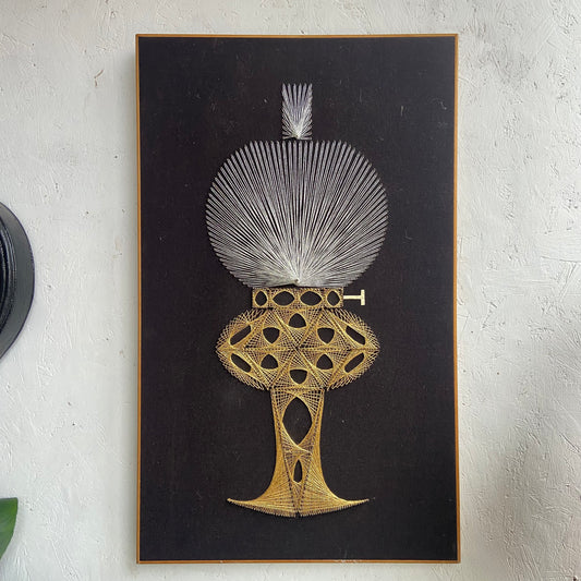 Mid-Century Oil Lamp String Pin Art