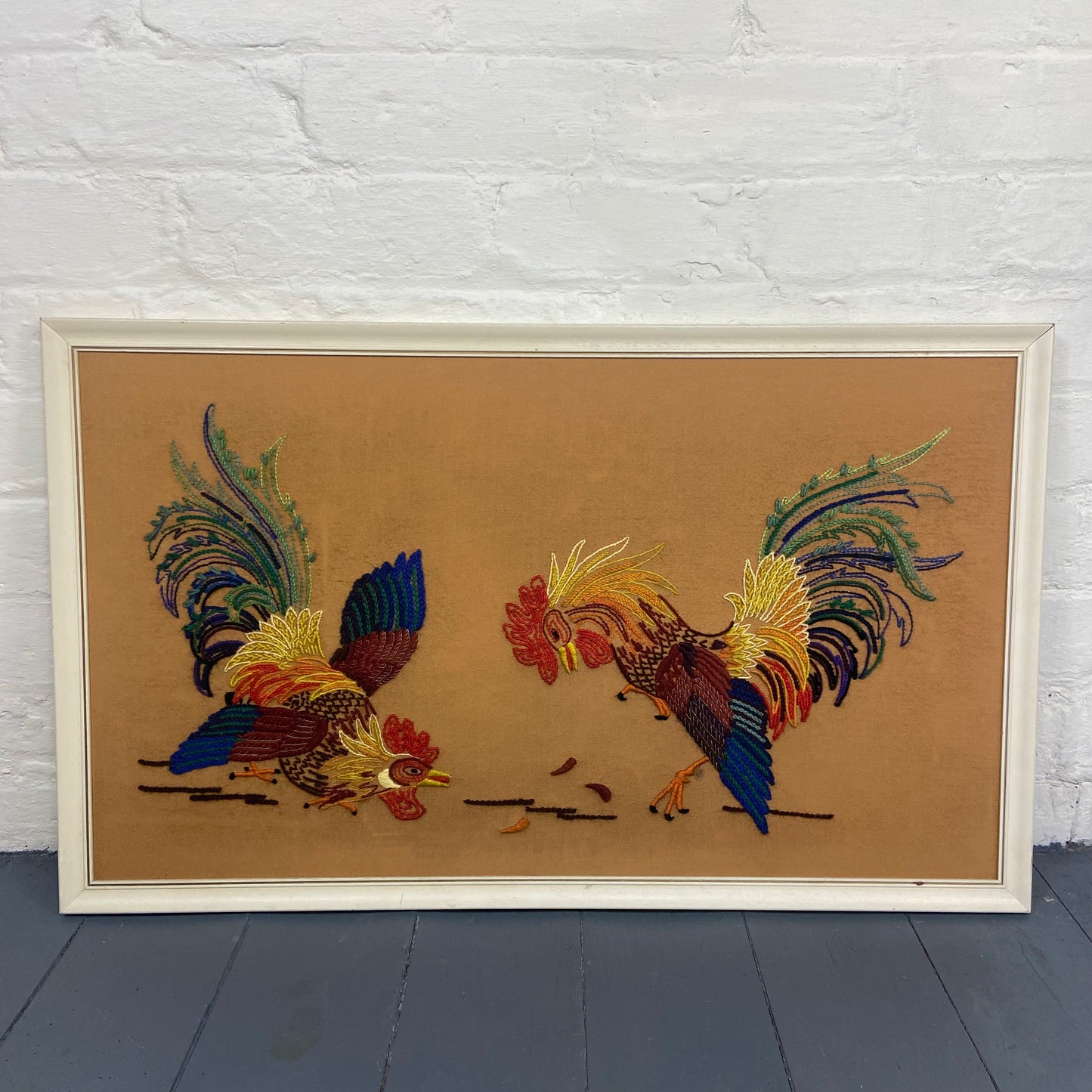 Mid-Century Rooster Embroidery Wall Art