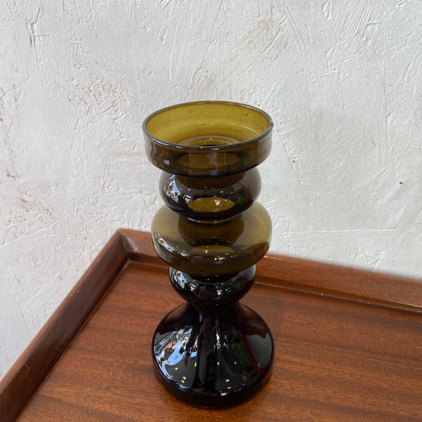 Vintage Green Glass Candle Holder Vase