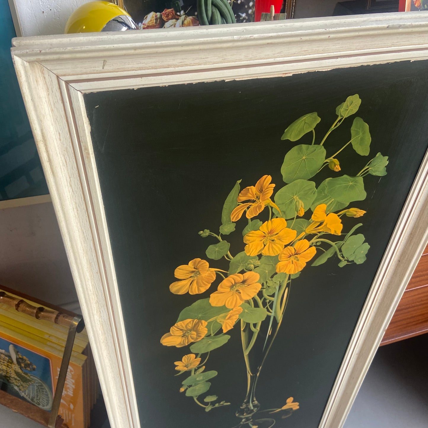 Vintage Framed Floral 'Nasturtiums' Picture by Barbara Tate