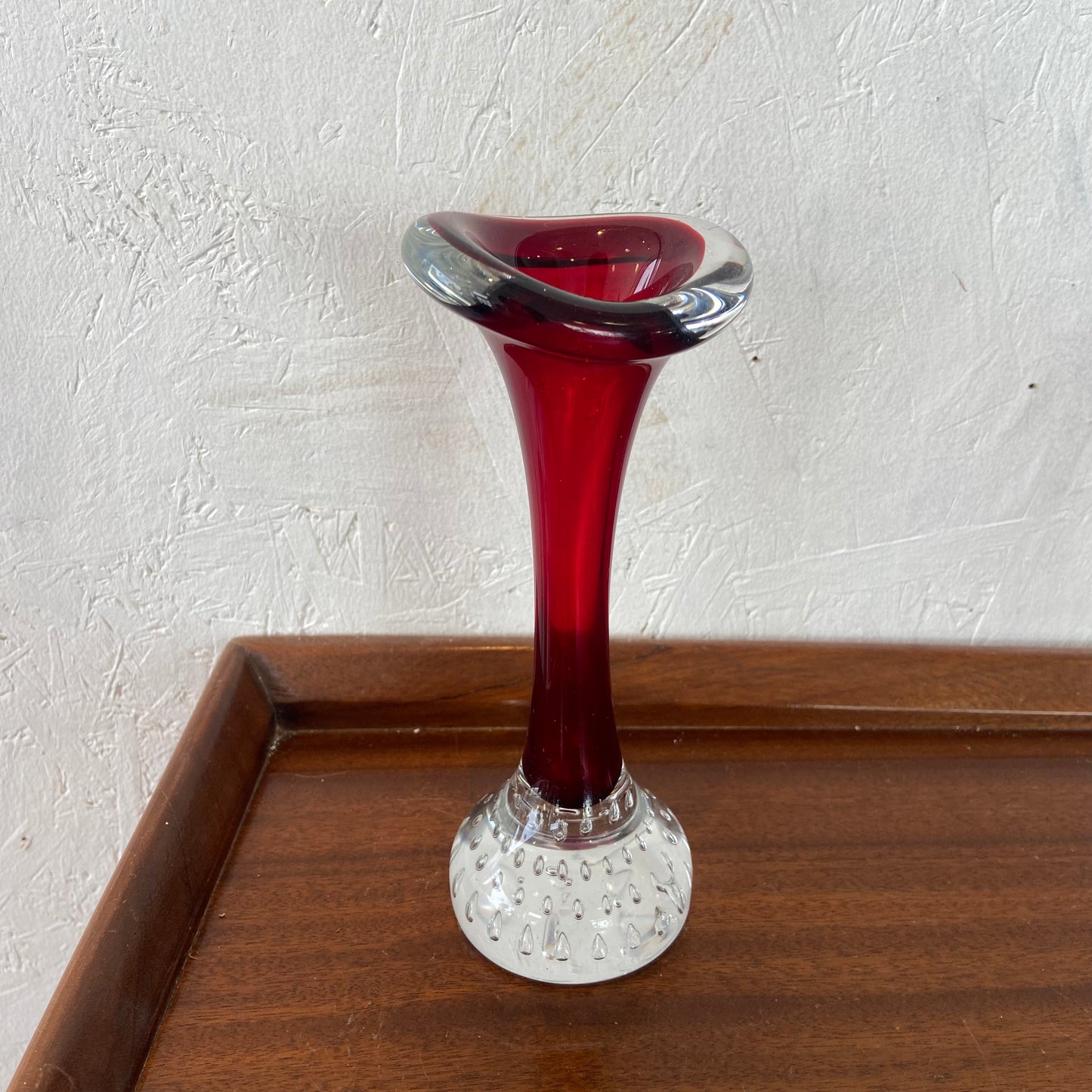 Mid Century Red Controlled Bubble Bud Vase