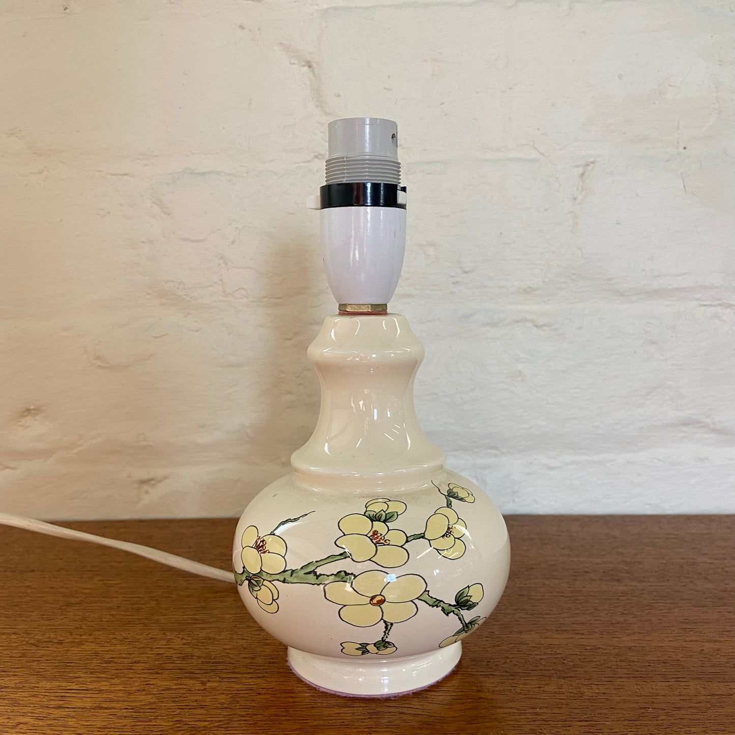 Off White Yellow Floral Table Lamp