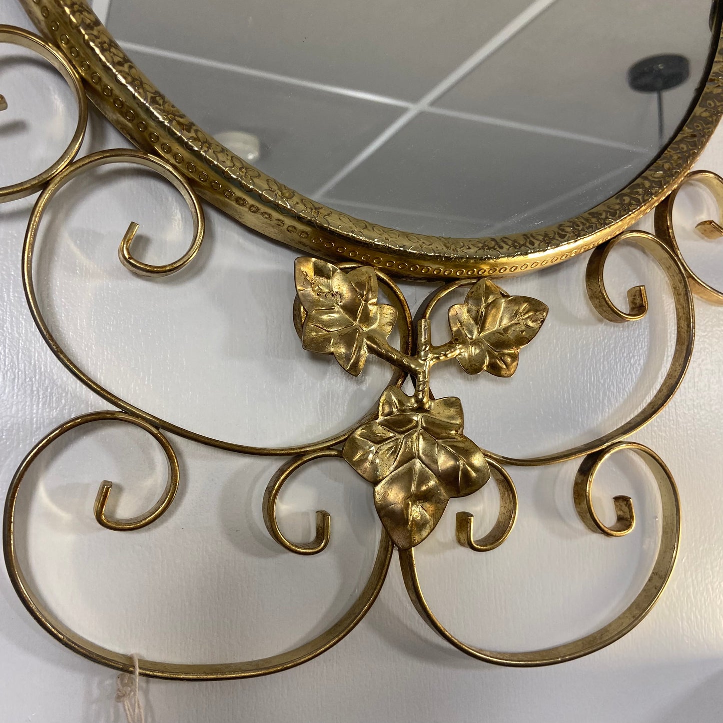 Vintage Brass Leaf Metal Mirror