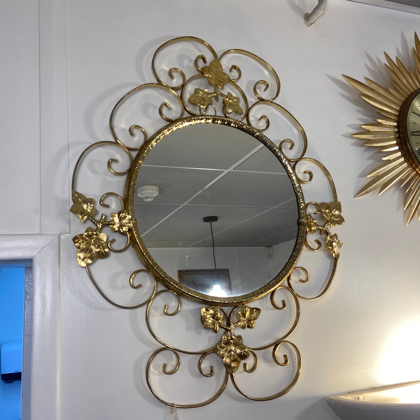 Vintage Brass Leaf Metal Mirror