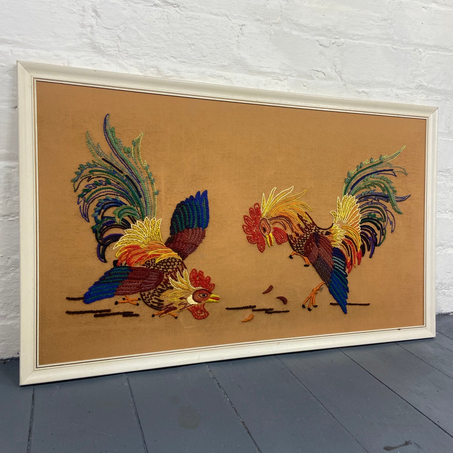 Mid-Century Rooster Embroidery Wall Art