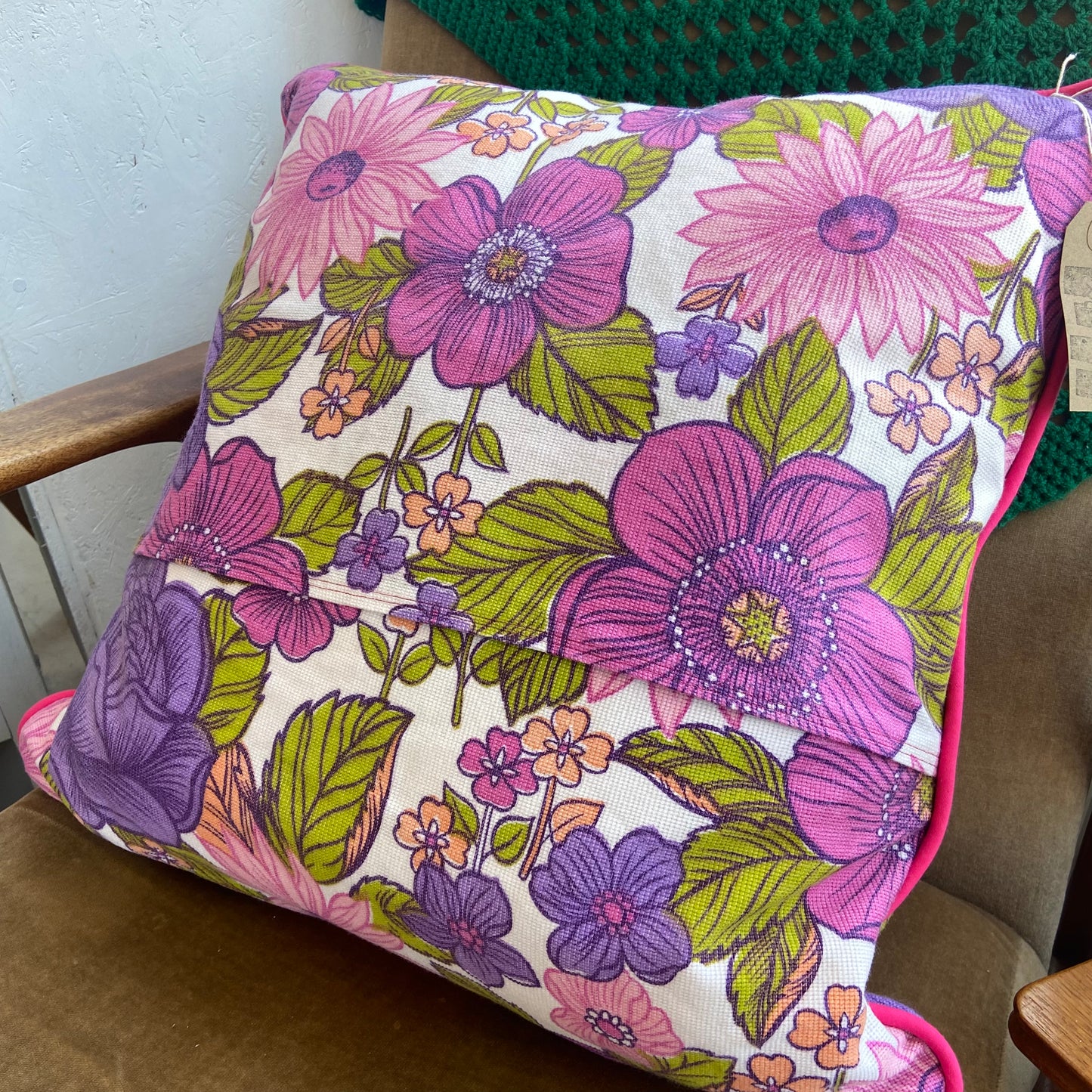 Vintage Large Purple Floral Cushion
