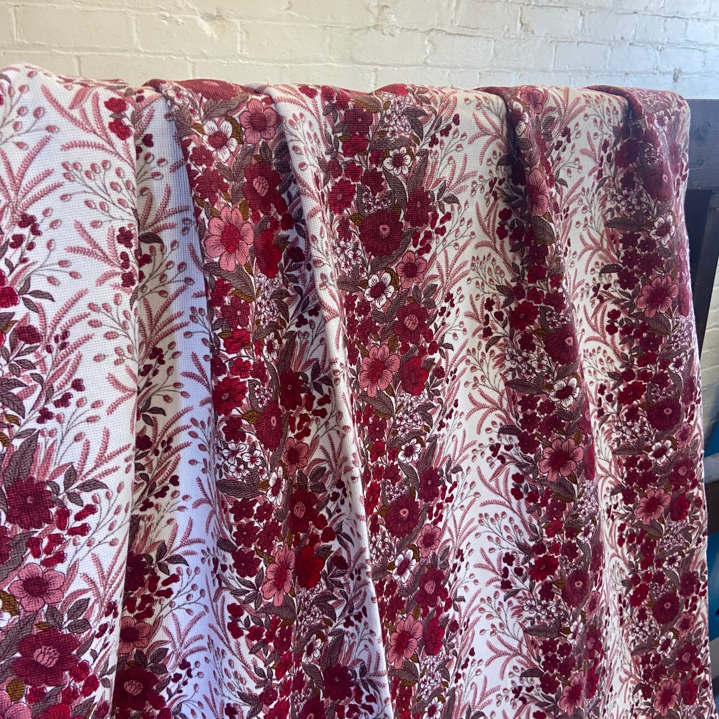 1960s Red and Pink Floral Curtains