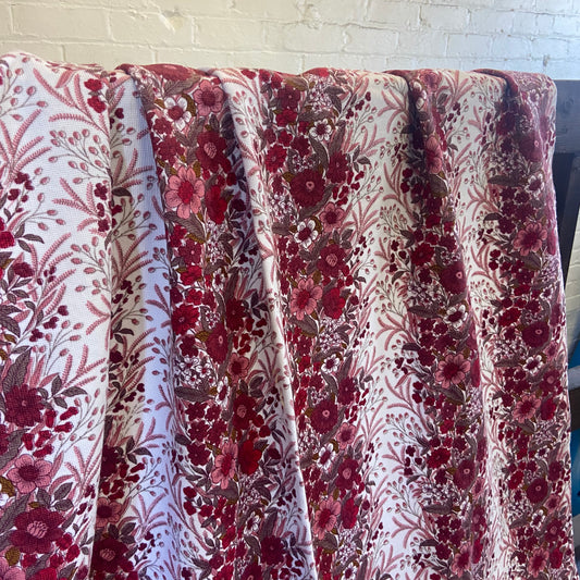 1960s Red and Pink Floral Curtains