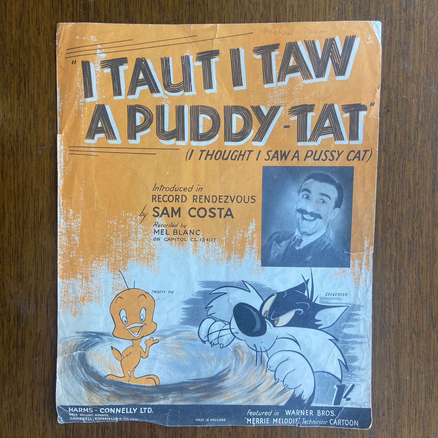 I Taut I Taw A Puddy Tat (I thought I saw a pussy cat) Sheet Music by Sam Costa